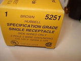 Hubbell 5251 15A 125V Brown Single Receptacle NSFP