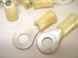 Amp 1/4 Stud 10-12 AWG Yellow Insulated Ring Lugs Terminals LOT of 100