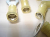 Amp 1/4 Stud 10-12 AWG Yellow Insulated Ring Lugs Terminals LOT of 100