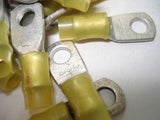 Burndy Yellow  #10 Stud 12-10 AWG Insulated Ring Lugs Terminals LOT of 25