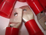 Burndy RED  LOT of 20 #10 Stud 2 AWG AN-2YA Insulated Ring Lugs Terminals NSNP