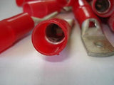 Burndy RED  LOT of 20 #10 Stud 2 AWG AN-2YA Insulated Ring Lugs Terminals NSNP