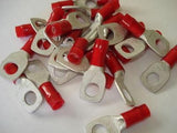 Burndy RED 3/8 Stud 8 AWG AN-8 Insulated Ring Lugs Terminals LOT of 25 NSNP