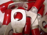 Burndy RED 3/8 Stud 8 AWG AN-8 Insulated Ring Lugs Terminals LOT of 25 NSNP