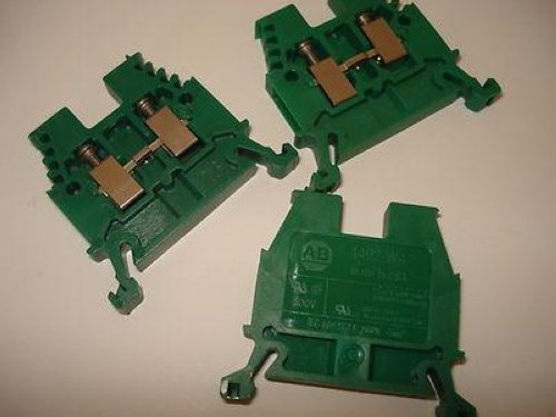 Allen Bradley Lot Of 3 Green 1492-W4 Terminal Blocks NSNP