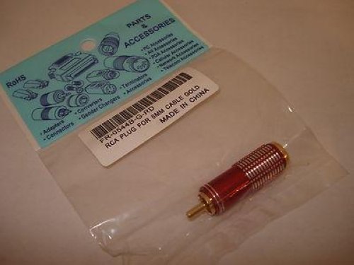Gold FR-0544B-G-RD RCA Plug / Connector For 6MM Cable NSFP LOT OF 4