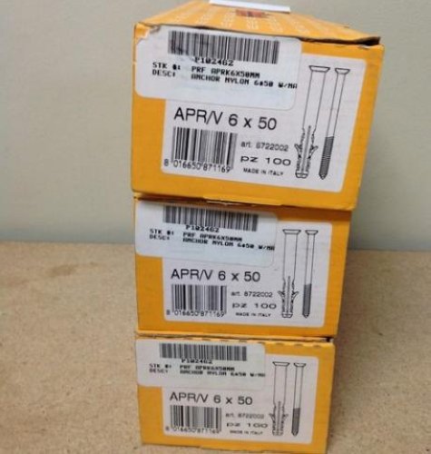 Nylon APR/V Screw and Anchor 6 x 50 - 100 pcs LOT OF 3 BOXES