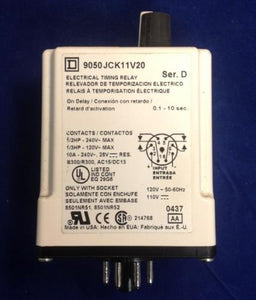 Square D 9050 JCK11V20 SER:D 120V Timing Relay 0.1-10 SEC. USNP