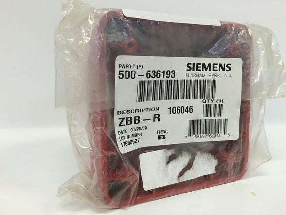 Siemens ZB-R 500-636193 Fire Alarm Back Box Red
