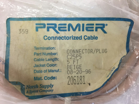 Premier C25P5 5' Connectorized Cable/Plug 50Pin Type MPR/CMR