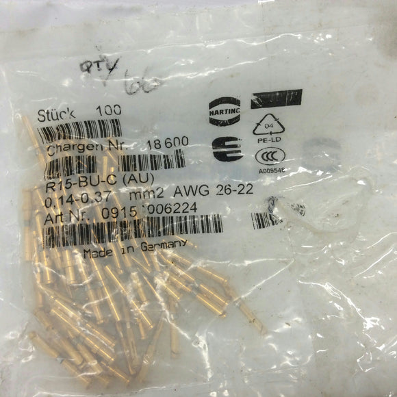 Harting Mixed Lot of 66 R15-BU-C (AU) AWG 20 AWG 26-22 09150006224 & 6223