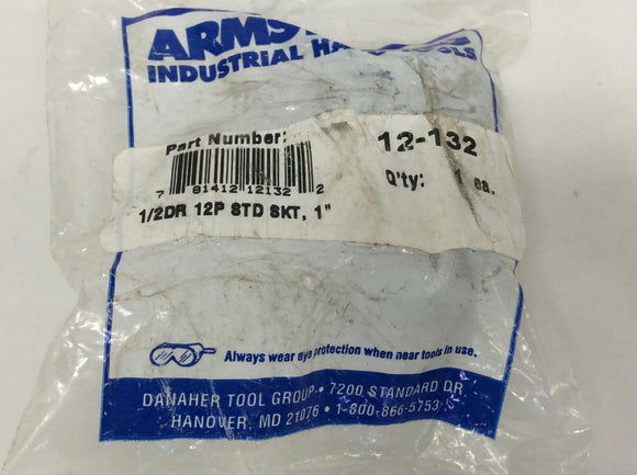 Armstrong 12-132 1-Inch, 12 Point, 1/2-Inch Drive SAE Standard Socket