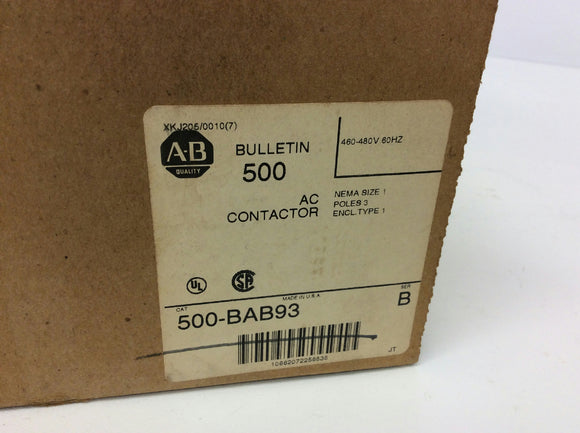 Allen Bradley 500-BAB93 Lighting Contactor 30A Ser B