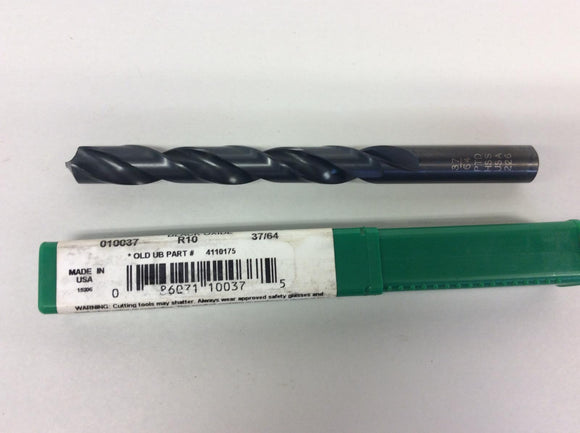 Precision 010037 Jobber Length High Speed Steel Black Oxide R10 37/64X6-3/4