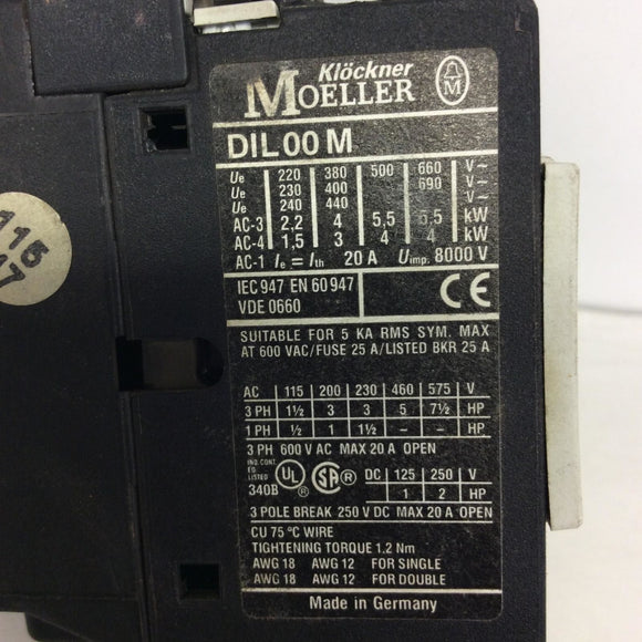 Klockner Moeller DIL00M Contactor