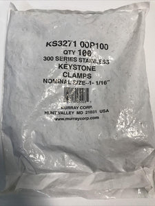 Keystone Clamps 300 Series Stainless Nominal Size 1 -1/16" Qty of 100 KS3271
