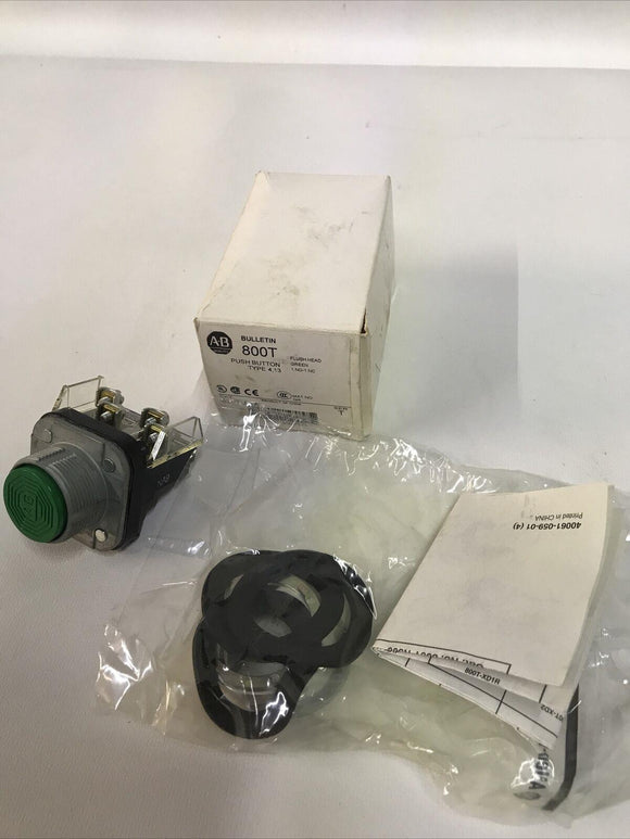 Allen-Bradley Push Button type 4,13 Green Extended Bulletin 800T-A1A New