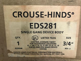Crouse-Hinds EDS281 Single Gang Device Body.  3/4” Hub
