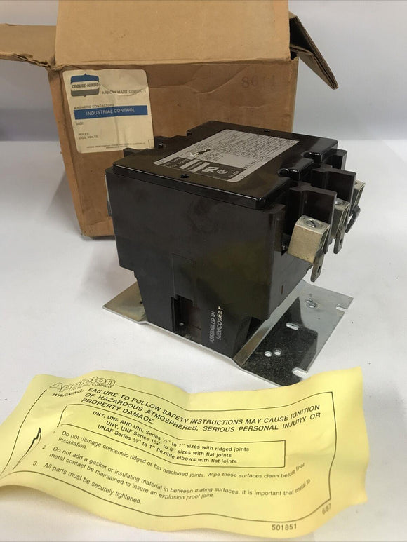 CROUSE-HINDS  Arrow Hart ACC930U30 Contactor 600 VAC 112A 3P