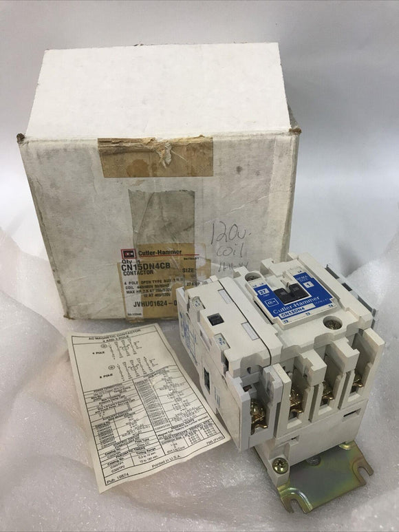 Cutler-Hammer CN15DN4CB Contactor Size 1 Series B1 4 Pole 480V 27A
