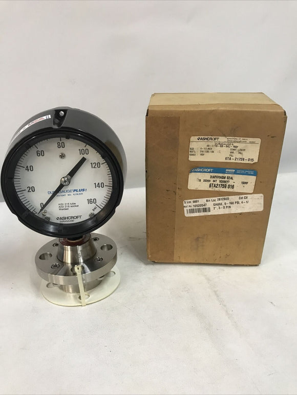 Ashcroft 45-1279-SS-04L-160# 160 PSI Pressure Guage 316L 6TA-21759-015