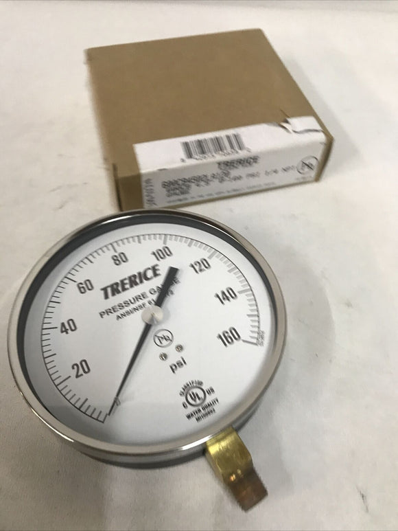TRERICE 600CB4502LA120 4.5” Pressure Gauge 0-160psi 1/4 NPT