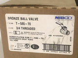 Nibco T-585-70 Bronze Full Port Threaded Ball Valve, 3/4” Threaded (Box Of 5)
