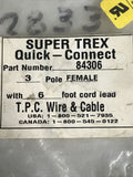 TPC Wire & Cable Super-Trex 84306 Mini Quick-Connect 3 Pole Female Plug 6ft
