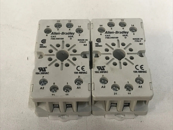 Lot Of 2 Allen Bradley 700-HN100 SER. D Guardmaster 8 PIN 10A 300/400VAC