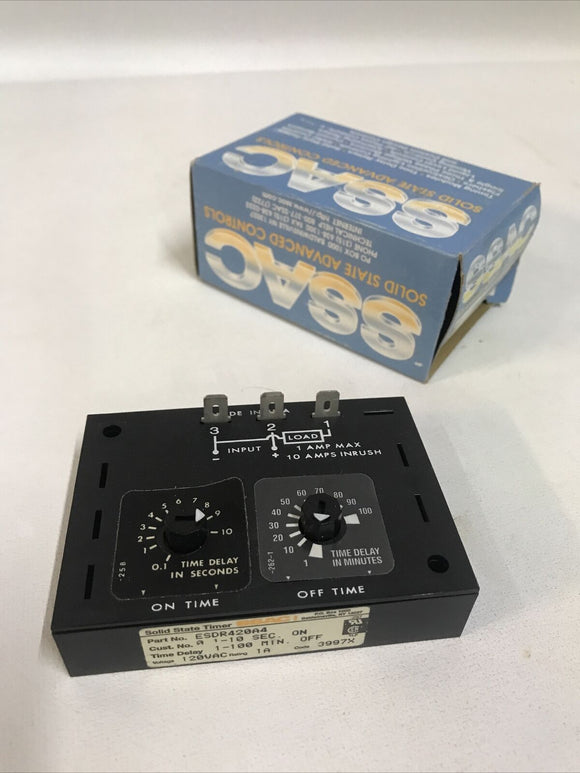 Asea Brown Boveri SSAC ESDR420A4 Solid State Timer 1-10 Sec 1-100 Min 120VAC 1A