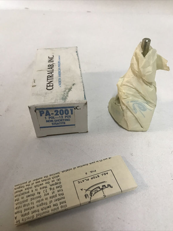 Centralab PA-2001 Rotary Switch 1 POL-12 POS Non-Shorting Steatite W Manual