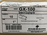 EMERSON NEER 5F17 GX100 1” Screw In Coupling Box Of 10 Zinc Die Cast