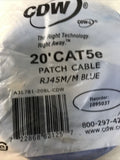 CDW Cat5e Network Cable RJ-45 Male 20ft Blue A3L781-20BL-CDW New