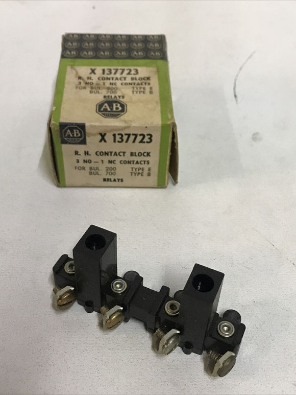 Allen Bradley X-137723 Right Hand Contact Block 3 NO - 1 NC Contacts