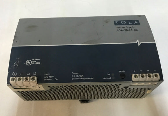 SOLA Power Supply SDN 20-24-480 Input: 3AC 480V Output: DC 24V/20A