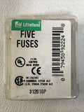 Box Of 5 Littlefuse 312 Series 10 Amp 250 Volt Fuses 312010P