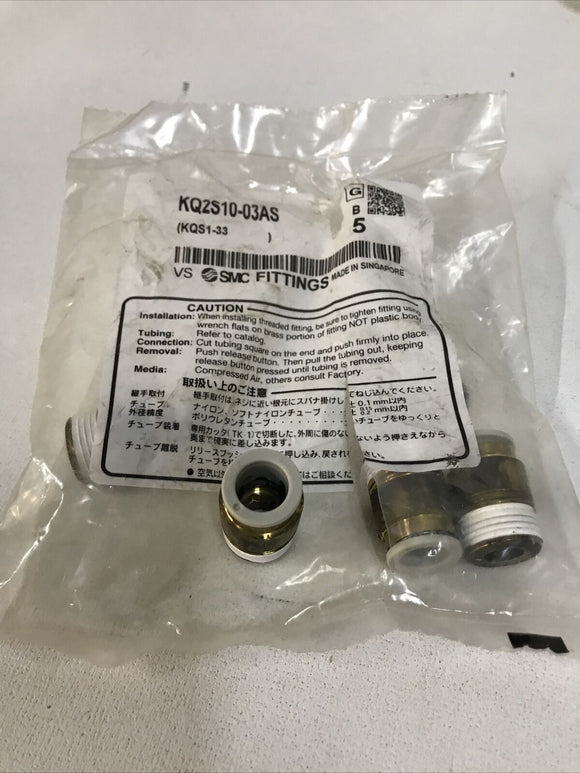 SMC KQ2S10-03AS Push-In Pneumatic Tubing Fitting Lot Of 4