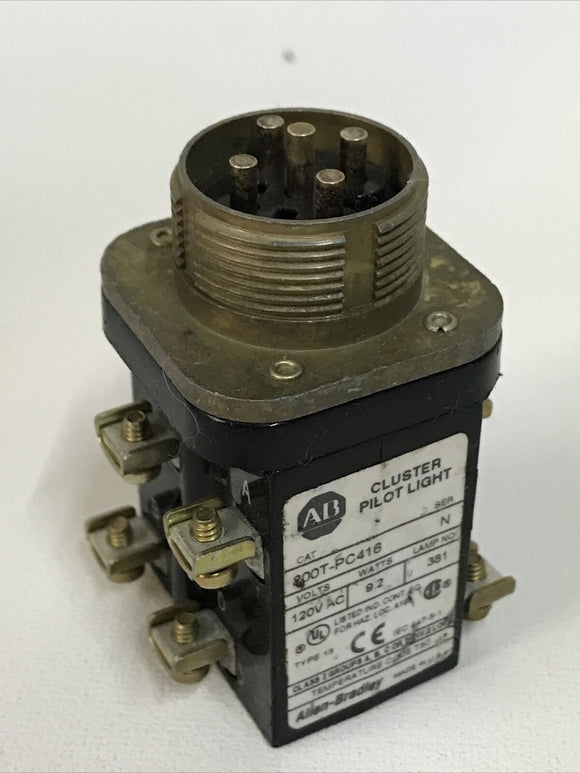 Allen Bradley 800T-PC416 Ser. N Cluster Pilot Light 120 VAC 800TPC416 Lamp 381