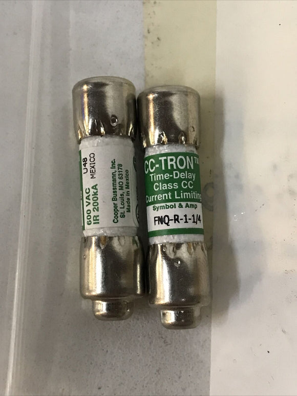 CC-Tron FNQ-R-1-1/4 600VAC Time Delay Class CC Lot of 2 Fuses