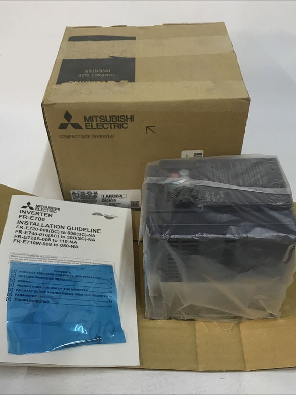 Mitsubishi FR-E720S-050-NA Compact Inverter In: 14A 1PH , Out: 5A 3PH AC200-240V