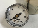 Robertshaw A201-01, 2420-001 Pressure Gauge 1-1/2", 0-30PSIG, 1/8" NPT Back Con