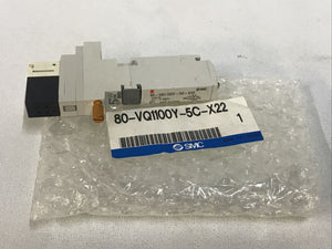SMC 80-VQ1100-5C-X22 Solenoid 24VDC Valve 2-Position 5-Port