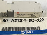 SMC 80-VQ1100-5C-X22 Solenoid 24VDC Valve 2-Position 5-Port