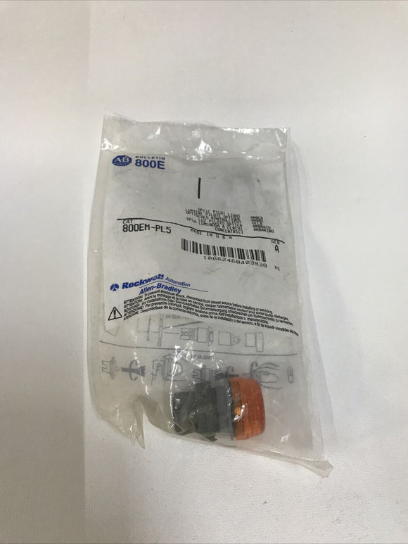 Allen Bradley 800EM-PL5 Ser. A Amber Optic Pilot Light 800EMPL5
