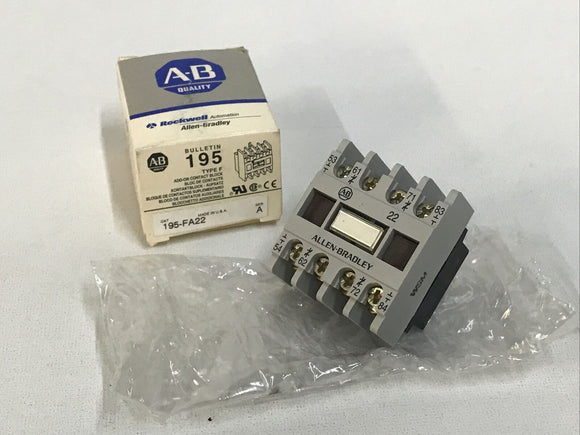 ALLEN BRADLEY 195-FA22 Ser.A Type F Add-On Contact Block