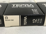 King Jim Co TC12S Tepra TC 12 Tape Cartridge 7.7m Black Ink *Lot Of 3*