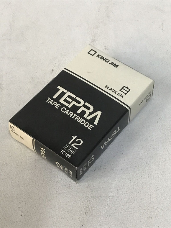 King Jim Co TC12S Tepra TC 12 Tape Cartridge 7.7m Black Ink