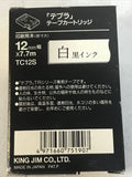 King Jim Co TC12S Tepra TC 12 Tape Cartridge 7.7m Black Ink