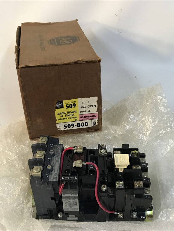 Allen-Bradley 509-BOD Ser B AC Starter Control Size 1 NEMA OPEN 3 Phase