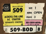 Allen-Bradley 509-BOD Ser B AC Starter Control Size 1 NEMA OPEN 3 Phase